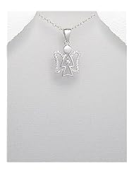 Angel CZ Pendant Necklace In 92.5 Sterling Silver