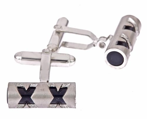 Dramatic cufflinks with onyx "X" accents with presentation box