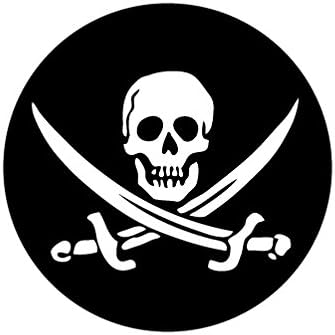GoBadges GG0032 Round Jolly Roger Decal Sticker