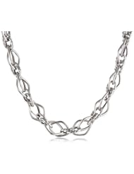 14k White Gold Oval and Diamond Shaped Link Necklace, 18"