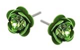 Michal Negrin Beautiful Stud Earrings with Hand-Painted Roses & Swarovski Crystals, made in Israel