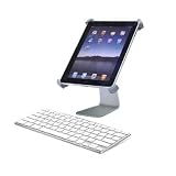 SANOXY 2 in 1 Bluetooth Keyboard and iPad Stand combo with 360° Rotating Stand (Silver) for iPad/2 in 1 Adjustable Stand Rack for Apple iPad - Silver/Gray Tablet Keyboard-Wireless, Bluetooth, Stand with Bluetooth Keyboard-Lightweight Sleek and Sturdy Design 90 degree to 135 degree adjustable vertical viewing angle and 360 degree rotating view Bluetooth Keyboard and Stand for your iPad®