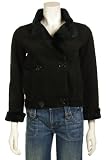 AK Anne Klein Women's Petite Black Ritz Double Breasted Fur Lined Coat, X-Small