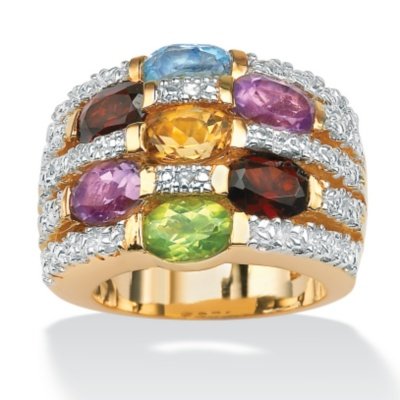Peridot, Garnet, Amethyst, Citrine and Blue Topaz Ring