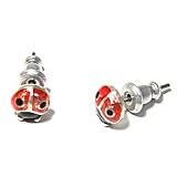 SG PARIS-BOUCLES D'OREILLES-TIGE---ENFANT-EMAIL-METAL----ANIMAUX-COCCINELLE