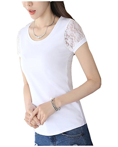 【PALERO・パレロ】 選べる6色 Tシャツ レース カットソー シャツ トップス レディース レディーズ エレガンス プリント ガールズ ナチュラル きれいめ 花柄 シンプル ラウンドネック