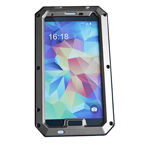 ELECDAY[TM] Metal Corning Gorilla Glass Shockproof/dustproof/weatherproof Military Heavy Protection Hard Cover Skin Case Pouch Shell Membranes for Samsung Galaxy S5 Sv G900 I9600 (Silver)
