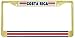 Costa Rica Flag Gold Tone Metal License Plate Frame Holder