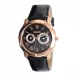 Seiko Rose Gold Black Leather Day & Date Watch Sgn012