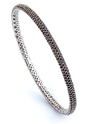 Sterling Silver & Cz Black Rhodium Plated Bangle