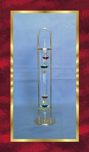 Prima Galileo Thermometer 14'' Handcrafted Blown Glass 24k