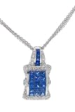 18k white gold and diamond sapphire beauty with pave diamonds and 3 strand necklace