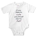 Knit Baby Infant Bodysuit Onesie - 5.5oz.100% Cotton Jersey Knit - with 3 snap bottom in White Light Pink or Baby Blue If you think I'm cute you should see my Aunt