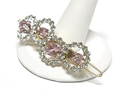 Light Purple Clear Crystal Glass Beads Hair Accessory Barette Clip Fashion