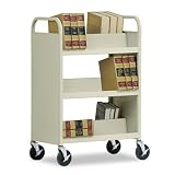 METBT3S37184207 - Three Shelf Double-Sided Sloped Shelf Book Cart