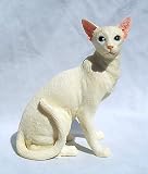 CAT Oriental WHITE SHORTHAIR Big Ears Figurine Sits 5659