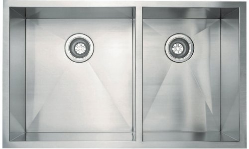 Schon SC3320 Double Bowl Zero Radius Kitchen Sink, Stainless Steel