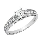 1/2 Carat Moissanite Engagement Ring - 14K White Gold