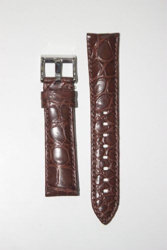 22mm Matte Brown Genuine Crocodile Watchband with Heavy S/S Buckle