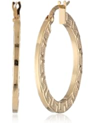 14k Italian Yellow Gold Greek Key Hoop Earrings