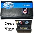 Cleveland Indians Genuine Leather Womens Female Clutch Wallet - MLB Baseball Fan Shop Sports Team Merchandise