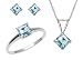 Jewelry : 10k White Gold, March Birthstone, Aquamarine Ring, Pendant and Earring Set, Ring Size 7