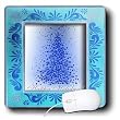Beverly Turner Christmas Design - Blue Tree of Stars Framed Happy Holidays - Mouse Pads