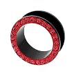 ACRYLIC FLESH TUNNEL G WITH CRYSTALS (RED) Gauge: 8 Sold as a Pair