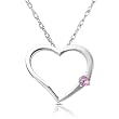 Pink Sapphire set in 14k White Gold Heart Shaped Pendant