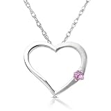 Pink Sapphire set in 14k White Gold Heart Shaped Pendant