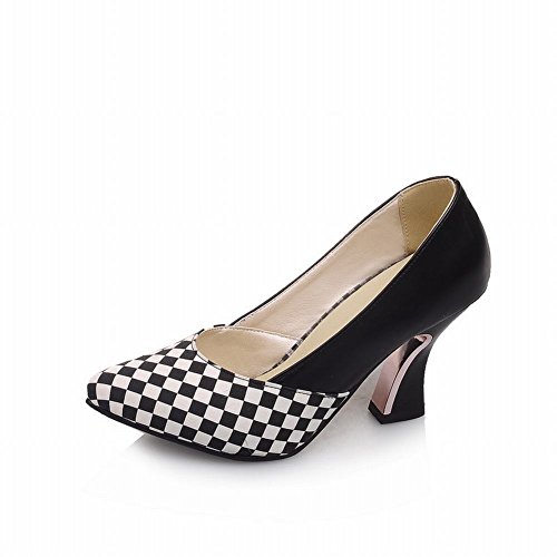 Carol Shoes Women's Damier Pattern Assorted Colors Fashion Sexy Pointed-toe High Chunky Heel Dress Shoes