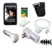 USB Data Cable + USB Car Charger + USB Home Charger + Black Silicone Skin Case + Adjustable Armband + Reusable LCD Screen Protector + Belt Clip for Apple Ipod Touch 8GB 16GB 32GB (2nd , 3rd Generation) + Fishbone keychain