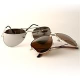 Gold & Silver Mirror Lens Aviator 2-pack w Microfiber Cases - 958 by