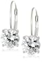 Platinum Plated Sterling Silver 6.5 mm Round Cubic Zirconia Lever Back Earrings