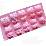 Yunko 10 Cavity Kitty Cat Bear Rabbit Silicone Chocolate Mold Ice Cube Jelly Mold Fudge Mold Candy Mould
