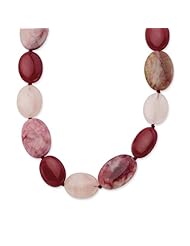 Sterling Silver Red Jade/Rose Quartz/Stabilized Stone 16in Necklace