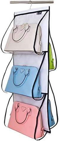 Oxford Closet Hanging 5 shelf handbag storage Purse Holder Clear Organizer