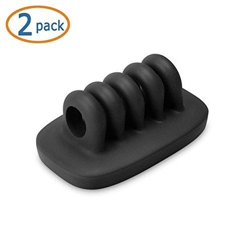 Cable Management, WOVTE Black Cordies Desktop Cable Management for Power Cords and Charging Accessory Cables Pack of 2