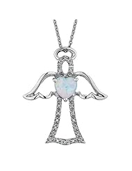 Created Opal and Diamond Angel Pendant