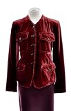 Anne Klein Ascot Red Velour Button Front 4 Pocket Long Sleeve Blazer Jacket