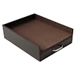 Crocodile /Fx Leather Letter Tray w /Drawer - BROWN