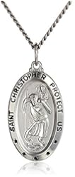Sterling Silver Saint Christopher Medal Necklace, 20"