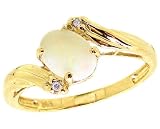 14K Yellow or White Gold Oval Gemstone and Diamond Engagement Ring-Opal-full, half sizes from 5-8.5
