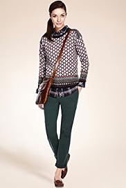 Round Neck Mosaic Print Jumper with Wool