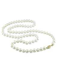 14k Yellow Gold Akoya White Pearl Necklace