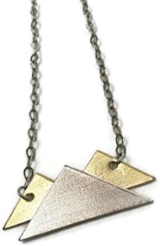 Sterling silver and brass mountain pendant necklace