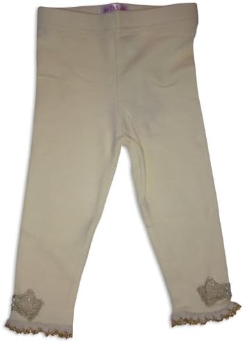 Just Fab Girls Ivory Leggings w/ Crochet Trim and Beaded Bows-18m-Ivory