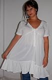 WHITE DRESS TOP GAUZE COTTON EMBROIDERY Fits - XL 1X 2X - H892S
