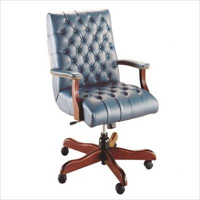Scoop Traditional Executive Swivel - Brass Trim Finish: Windsor Cherry, Fabric: Precision - Beige