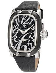 Glam Rock Womens GR72300 Monogram Black Dial Black Leather Watch